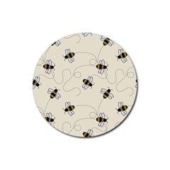 Insects Bees Digital Paper Rubber Round Coaster (4 Pack) by Semog4