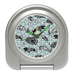 Fish Koi Ocean Sea Oriental Waves Travel Alarm Clock by Semog4