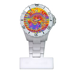 Colorful Spiral Abstract Swirl Twirl Art Pattern Plastic Nurses Watch by Jancukart