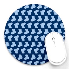 Blue Cute Baby Socks Illustration Pattern Round Mousepad by GardenOfOphir