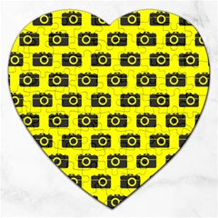 Modern Chic Vector Camera Illustration Pattern Jigsaw Puzzle (heart) by GardenOfOphir