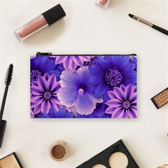 Pattern Floral Flora Flower Flowers Blue Violet Patterns Cosmetic Bag (small) by Jancukart