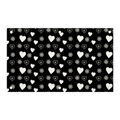 Hearts Snowflakes Black Background Banner And Sign 5  X 3  by Jancukart