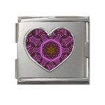 Rosette Mosaic Kaleidoscope Abstract Background Mega Link Heart Italian Charm (18mm) Front