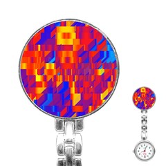 Geometric Pattern Fluorescent Colorful Stainless Steel Nurses Watch by Jancukart