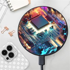 Ai Generated Motherboard City Technology Tech Cpu Wireless Fast Charger(black) by Jancukart