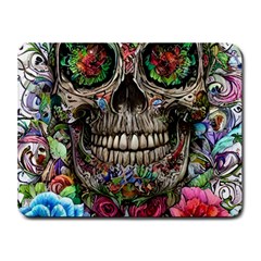 Retro Floral Skull Small Mousepad by GardenOfOphir