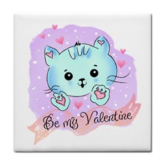 Cat Valentine-s Day Valentine Tile Coaster by Semog4