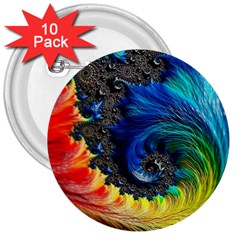 Colorful Digital Art Fractal Design 3  Buttons (10 Pack)  by Semog4