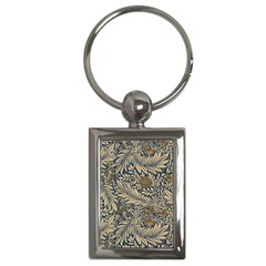 Brown Vintage Background Vintage Floral Pattern Brown Key Chain (rectangle) by Semog4