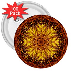 Abstract Gold Mandala Yellow 3  Buttons (100 Pack)  by Semog4