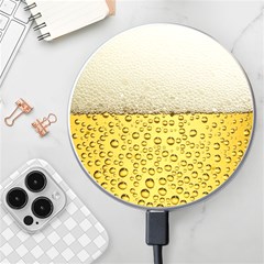 Texture Pattern Macro Glass Of Beer Foam White Yellow Art Wireless Fast Charger(white) by Semog4