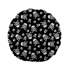 Skull-crossbones-seamless-pattern-holiday-halloween-wallpaper-wrapping-packing-backdrop Standard 15  Premium Flano Round Cushions by Ravend