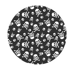 Skull-crossbones-seamless-pattern-holiday-halloween-wallpaper-wrapping-packing-backdrop Mini Round Pill Box by Ravend