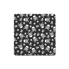 Skull Crossbones Seamless Pattern Holiday-halloween-wallpaper Wrapping Packing Backdrop Square Magnet by Ravend