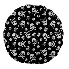 Skull Crossbones Seamless Pattern Holiday-halloween-wallpaper Wrapping Packing Backdrop Large 18  Premium Flano Round Cushions by Ravend