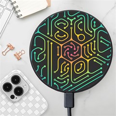 Circuit Hexagonal Geometric Pattern Background Pattern Wireless Fast Charger(black) by Jancukart