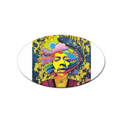 Psychedelic Rock Jimi Hendrix Sticker Oval (100 Pack) by Semog4