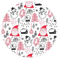 Christmas Themed Seamless Pattern Round Trivet by Semog4