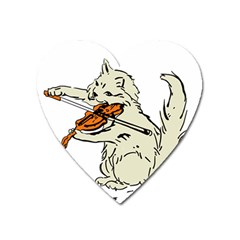 Cat Playing The Violin Art Heart Magnet by oldshool