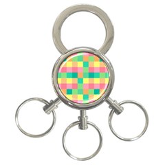 Checkerboard-pastel-squares- 3-ring Key Chain by Semog4