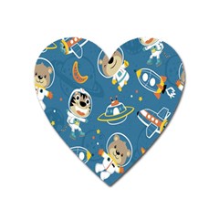 Seamless Pattern Funny Astronaut Outer Space Transportation Heart Magnet by Semog4