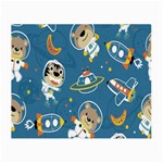 Seamless Pattern Funny Astronaut Outer Space Transportation Small Glasses Cloth Front