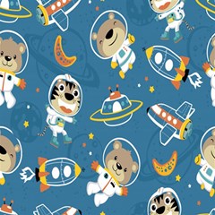 Seamless Pattern Funny Astronaut Outer Space Transportation Play Mat (square) by Semog4