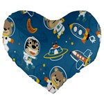 Seamless Pattern Funny Astronaut Outer Space Transportation Large 19  Premium Flano Heart Shape Cushions Front