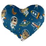 Seamless Pattern Funny Astronaut Outer Space Transportation Large 19  Premium Flano Heart Shape Cushions Back