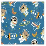 Seamless Pattern Funny Astronaut Outer Space Transportation Square Satin Scarf (36  x 36 ) Front