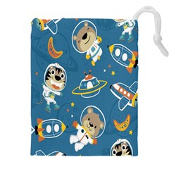 Seamless Pattern Funny Astronaut Outer Space Transportation Drawstring Pouch (4xl) by Semog4