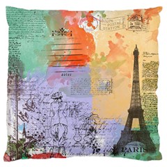 Scrapbook Paris Vintage France Large Premium Plush Fleece Cushion Case (two Sides) by Salman4z