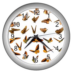 Butterfly Butterflies Insect Swarm Wall Clock (silver) by Salman4z