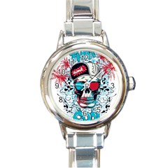 That Cool Graffiti Skull Round Italian Charm Watch by Salman4z