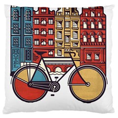 Amsterdam Graphic Design Poster Illustration Large Premium Plush Fleece Cushion Case (two Sides) by Salman4z