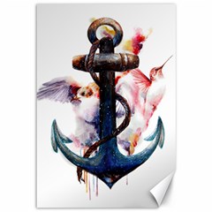 Anchor Watercolor Painting Tattoo Art Anchors And Birds Canvas 12  X 18  by Salman4z