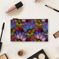 Purple Red And Green Flowers Digital Wallpaper Patterns Ornament Cosmetic Bag (small) by Salman4z