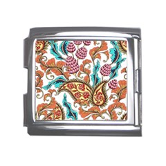 Flowers Pattern Texture White Background Paisley Mega Link Italian Charm (18mm) by Salman4z