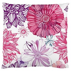 Red And Pink Flowers Vector Art Asters Patterns Backgrounds Large Premium Plush Fleece Cushion Case (two Sides) by Salman4z