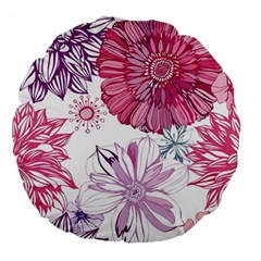 Red And Pink Flowers Vector Art Asters Patterns Backgrounds Large 18  Premium Flano Round Cushions by Salman4z