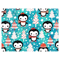 Blue Penguin Pattern Christmas Premium Plush Fleece Blanket (extra Small) by Salman4z