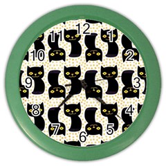 Black Cats And Dots Koteto Cat Pattern Kitty Color Wall Clock by Salman4z