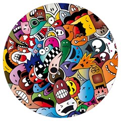 Cartoon Explosion Cartoon Characters Funny Round Trivet by Salman4z