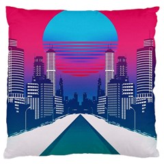 Retro Cityscape Artist Artwork Digital Art Large Premium Plush Fleece Cushion Case (two Sides) by Salman4z