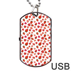 Watercolor Strawberry Dog Tag Usb Flash (one Side) by SychEva