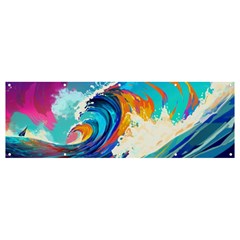 Tsunami Waves Ocean Sea Nautical Nature Water Art Banner And Sign 12  X 4  by Jancukart