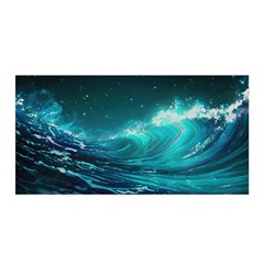 Tsunami Waves Ocean Sea Nautical Nature Water 7 Satin Wrap 35  X 70  by Jancukart