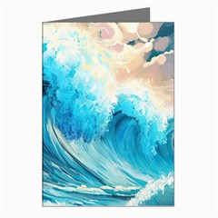 Tsunami Waves Ocean Sea Nautical Nature Water Arts Greeting Cards (pkg Of 8) by Jancukart