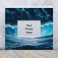 Thunderstorm Storm Tsunami Waves Ocean Sea White Wall Photo Frame 5  X 7  by Jancukart